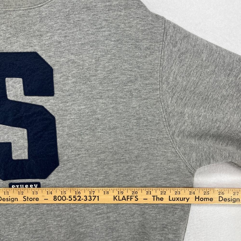 STUSSY Sweatshirt Mens 2XL State Crew Fleece Pullover Cotton Blend Gray USA VTG - Picture 12 of 14